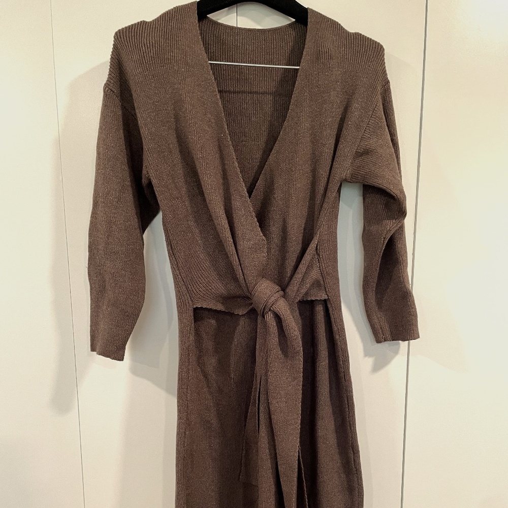 Brown Knit Wrap Nursing Friendly Dress by Nothing Fits But size is OSFA